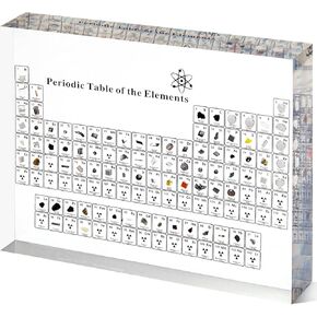 Periodic Table with Real Elements Inside, Acrylic Periodic Table Display with 83 Real Elements Samples, Craft, Teaching Tool, Gift for Kid, Students, Teacher, Science Lovers, 6*4.5*0.8 inch in Kuwait