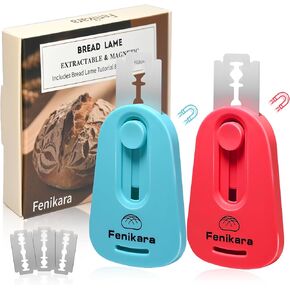 قطعتان من أداة تسجيل العجين المخمر المغناطيسي وأداة تسجيل الخبز متعددة الاستخدامات - خبز احترافي لخبز العجين المخمر وأدوات صنع الخبز - كتيب أنماط التسجيل وشفرات الحلاقة in Kuwait