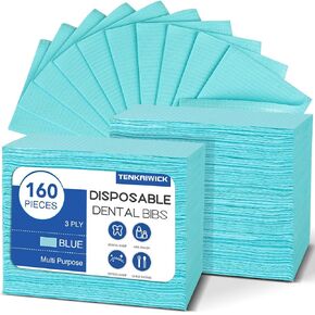 550 Pack Disposable Dental Bibs 13"x18", 3-Ply Waterproof Tattoo Bibs Sheet for Nail Salon, Dental Clinic, Feeding, Tattoo Shop (Black) in Kuwait