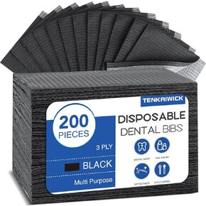 550 Pack Disposable Dental Bibs 13"x18", 3-Ply Waterproof Tattoo Bibs Sheet for Nail Salon, Dental Clinic, Feeding, Tattoo Shop (Black) in Kuwait