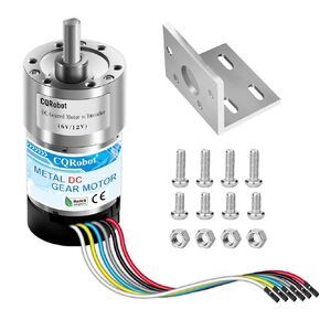 CQRobot 30:1 Metal DC Geared-Down Motor 37Dx67.5L mm 6V/12V, with 64 CPR Encoder and Bracket. 6V-7W-115RPM-7.5 kg.cm(104 oz.in), 12V-12W-330RPM-14 kg.cm(194 oz.in), D-Shaped Output Shaft 16mm. in Kuwait