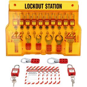 محطة تاجوت للقفل من TAEGIQ مع أجهزة لوتو، لوحة أدوات قفل الخروج، مجموعة أقفال أمان مكونة من 12 قطعة، 6 مشابك لوتو، 30 علامة لا تعمل للامتثال لإدارة السلامة والصحة المهنية in Kuwait