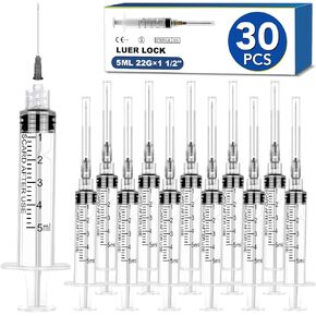 50 Pack 3ml Syringes with Needle-23Ga 1 Inch Needle with Luer Lock, Individually Sealed Packaging in Kuwait