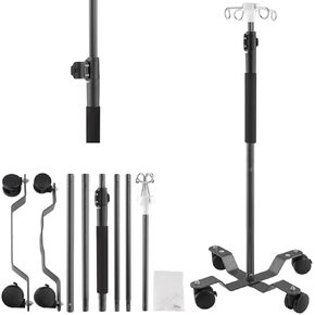 IV Poles with Wheels,47 to 100In Portable IV Floor StandTelescopic with 4 Hooks IV Bag Holder Stand Feeding Pump Stand Stainless Steels Pipe Extension Pole IV Influsion Pole in Kuwait