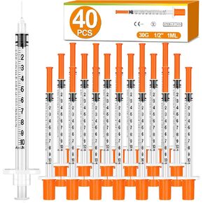 40 Pack 1ml Syringes with Needle-30Ga 0.5 Inch, Individually Sealed Packaging in Kuwait