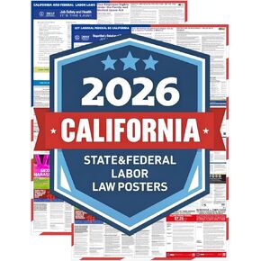 2026 California State and Federal Labor Law Posters - English and Spanish Combo - OSHA Complete Workplace Compliance - UV Waterproof Laminated 24" x 36" in Kuwait
