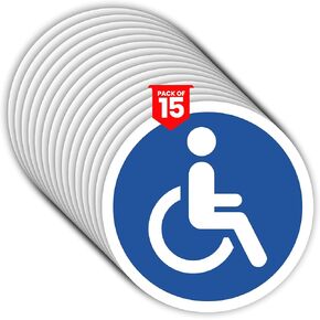 15 x Wheelchair Accessible Signs | 2 inch Diameter Vinyl Handicap Stickers | Self-Adhesive, Weatherproof Handicap Disabled Symbols | Indoor and Outdoor Use in Kuwait
