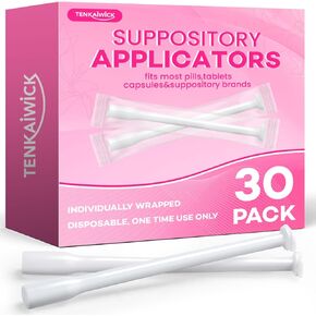 TENKAIWICK 30 Pack Disposable Vaginal Suppository Applicator for Women, Vaginal Applicator fits Size 0/00 Cap-Sules and Most Pills, Tablet Suppositories, Individually Wrapped in Kuwait