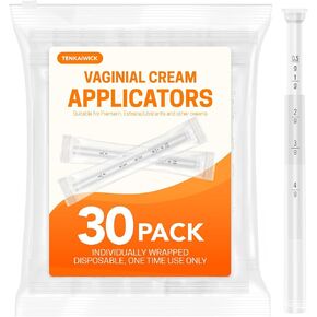 30 Pack Disposable Vaginal Suppository Applicator for Women, Fits Most Lubricants Creams Gels Pills Tablet Suppositories, Threaded End, Soft & Small Tip, with Dosage Markings, Individually Wrapped in Kuwait