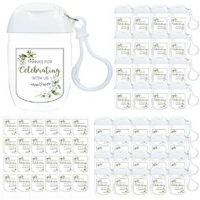 50Pcs Mini Hand Sanitizer Bottles Bulk with Thank You Labels - Wedding Favors - Personalized Wedding Favors for Guests, Thank You Gifts Party Supplies for Bridal Shower Baby Shower Hand Sanitizer Gift in Kuwait