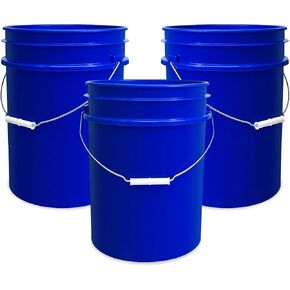 5 Gallon Bucket Only | Made in USA | Food Grade | Durable 90 Mil All Purpose Pail | BPA Free | Premium HPDE | Easy Stack and Store | Lids Not Included (White, 6) in Saudi Arabia