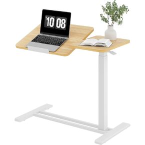 طاولة صغيرة متدحرجة فوق السرير من سانوديسك، ارتفاع قابل للتعديل مع عجلات، مكتب كمبيوتر محمول متنقل مع سطح مكتب قابل للإمالة، محطة عمل كمبيوتر محمولة للمكتب المنزلي والفصول الدراسية بجانب السرير، باللون الأبيض in Kuwait