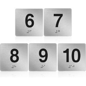 5 PCS Exam Room Sign with Braille and Tactile - 4x4 inch Aluminum Exam Room Flags, for Exam Rooms Offices Educational Institution Directional Assistance Test Center (Number 6-10) in Kuwait
