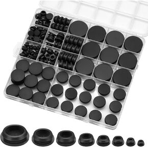 125 قطعة من سدادات مطاطية سوداء لصندوق الفتحات المستديرة، 1 بوصة 3/4 بوصة 5/8 بوصة 1/2 بوصة 3/8 بوصة 5/16 بوصة 1/4 بوصة 1/5 بوصة سدادات مطاطية في 8 أحجام مختلفة، تستخدم للأثاث، لوحات السيارات، DIY in Kuwait