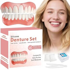 Moldable False Teeth, Dentures for Women and Men, Upper and Lower Silicone Denture Set, Fix your Smile in Minutes, 1PCS in Kuwait