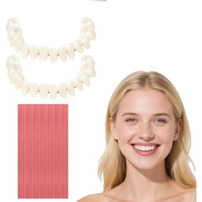 طقم أسنان تجميلي DIY مع مادة اللثة - مجموعة كاملة من الأسنان المزخرفة العلوية والسفلية القابلة للتشكيل، محسن الابتسامة البصرية المؤقتة للرجال والنساء في المنزل in Kuwait