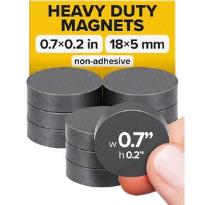 مغناطيسات دائرية سيراميكية قوية للغاية (0.7x0.2/18x5 مم، 10 قطع) - مغناطيسات شديدة التحمل، غير قابلة للتآكل، مقاومة حرارية عالية، متعددة الاستخدامات للمنزل والمكتب وورش العمل والسبورة البيضاء والثلاجة والهوايات in Kuwait