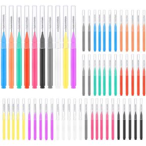 100 Pcs Interdental Brushes, 6 Sizes Braces Flossers for Cleaner Braces Brush Soft Dental Brushes Toothpicks Dental Floss Picks Dental for Braces Oral Cleaning(10 Colors) in Kuwait