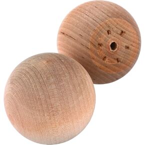 مقبض كروي من الخشب الصلب بقطر 2 بوصة، مسطح 1 1/4 بوصة مع براغي 2 حزمة in Kuwait