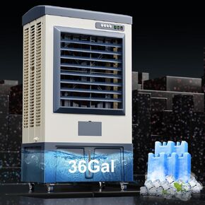 56″ Swamp Cooler Air Conditioner, 8979CFM Portable Evaporative Coolers with 36 Gal Tank,120°Oscillation, Outdoor Cooling Fan with Continuous Auto Fill for Patio Garage Industry Commercial in Kuwait