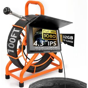 𝟐𝟎𝟐𝟔 𝐧𝐞𝐰 HD1080P Sewer Camera with DVR 32GB, 4.3" Drain Camera (Easy to Use), Pipe Inspection Camera, 5000mAh, USB-C, Endoscope Camera with 4-Level LED Lights, Cable Marking, 100ft/30M in Saudi Arabia