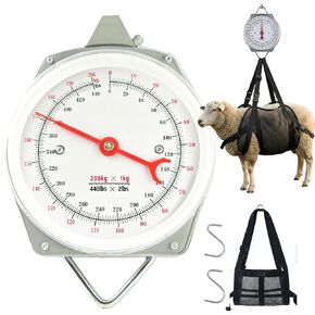 ميزان تعليق ميكانيكي بوزن 440 رطل مع حبال العجل | مجموعة وزن الحيوانات 2 في 1 للعجول والماعز والأغنام والكلاب | قرص زنبركي عالي التحمل وسهل القراءة لمزرعة المزرعة. in Kuwait