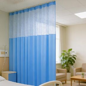 60" W x 96" L/5x8FT Inherent Flame Retardant Hospital Curtain, Privacy Curtain Room Divider Curtain with Grommets, Flame Resistant Medical Cubicle Curtain for Hospital Clinic Lab School, Blue in Kuwait