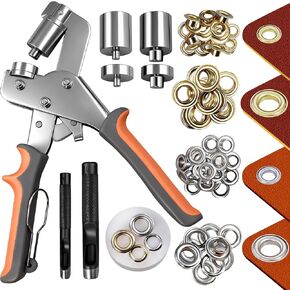 Grommet Tool kit, 3/8 Inch Heavy Duty Eyelets Pliers with 300 pcs 10mm Metal Grommet Set (Gold, Black, Silver) for Tarps, Fabric, Leather, Tents, Vinyl, Canvas in Saudi Arabia