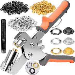 Grommet Tool kit, 3/8 Inch Heavy Duty Eyelets Pliers with 300 pcs 10mm Metal Grommet Set (Gold, Black, Silver) for Tarps, Fabric, Leather, Tents, Vinyl, Canvas in Kuwait