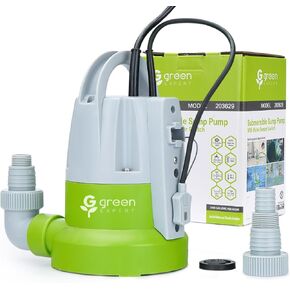 Green Expert 1/3HP Submersible Sump Pump with Unique Flow Sensor Switch Last-inch Water Drainage for Flooded Basement Backyard Pool Hot Tub Rain Barrel Easy to Use Backup Drain Pump 25-Foot Power Cord in Kuwait