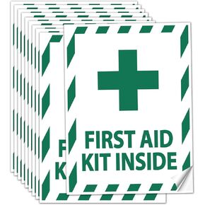 First Aid Kit Sticker Decals - 10 Pack Self-Adhesive Vinyl Labels for Trucks, Equipment & Industrial Safety (5.3"x4") in Kuwait