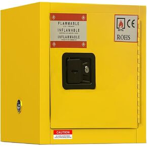 43" x 18" x 65" Steel Flammable Liquid Cabinet, Industry Safety Storage, 45 Gal Flammable Safety Cabinets with 2 Adjustable Shelves 2 Manual Doors for Industrial Use, Yellow, Cold Rolled Steel in Kuwait