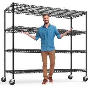 أرفف تخزين بارتفاع 75.6 بوصة، وحدة رفوف جراج بوزن 2500 رطل مع عجلات، أرفف معدنية شديدة التحمل لرف التخزين، رف مخزن قابل للتعديل، رفوف تجارية لمرآب المطبخ، 55.5 بوصة عرض × 24 بوصة عمق in Kuwait