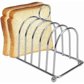 JIABEIUS Toast Rack, 6 Slice Bread Holder, Stainless Steel Toast Holder Stand with Ball Feet and Carry Handle (Silver) in Kuwait