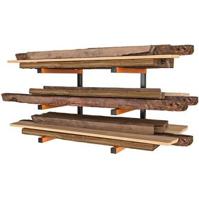 رفوف معدنية من INM، برتقالي وأسود، رف خشبي ثلاثي الطبقات، سعة تحميل 110 رطل لكل ذراع، ارتفاع 44 سم × طول 40 سم، هيكل فولاذي عالي التحمل in Kuwait