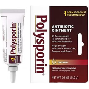 Polysporin First Aid Topical Antibiotic Skin Ointment with Bacitracin Zinc & Polymyxin B Sulfate, for Infection Protection & Wound Care, Neomycin-Free, Travel Size, 0.5 oz in Kuwait