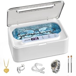 Phniti Ultrasonic Jewelry Cleaner, 47kHz Professional Ultrasonic Retainer Cleaner Machine for Dental Cleaning Three Cleaning Modes, Mouth Guard, Watch, Ring, Diamond, White in Kuwait