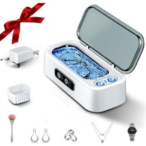 SUNPOW Ultrasonic Jewelry Cleaner Machine– Dual Chambers for Contact Lenses & Jewelry, 45kHz Sonic Cleaner for Silver & Gold, Rings, Earrings, Glasses, Watches, Necklaces – Quiet 45dB, Deep Cleaning in Kuwait