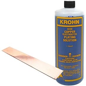 مجموعة طلاء النحاس بحمض كرون - محلول طلاء النحاس بسعة 1 لتر مع أنود النحاس النقي 1 × 6 بوصة للمجوهرات وأشغال المعادن in Kuwait