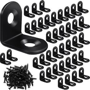 20PCS L Bracket Corner Brace Sets, Stainless Steel L Brackets for Wood Shelves, 90 Degree Right Angle Bracket with 80 Screws, Metal Corner Brackets for Furniture Cabinet Drawer Chair (1.57x1.57 in) in Kuwait