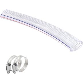 QuQuyi 1-1/4" ID x 1-1/2" OD خرطوم شفط PVC عالي التحمل، أنابيب مرنة معززة بطول 1.3FT مع أسلاك فولاذية مدمجة، أنبوب سميك من الفينيل لنقل زيت مضخة المياه للاستخدام الصناعي in Kuwait