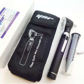 منظار الأذن من الألياف الضوئية من YNR مع تكبير خفيف 4X، مناظير الأذن الجيبية للاستخدام المهني والمنزلي - نطاق الأذن التشخيصي الطبي الصغير يتضمن 10 منظار يمكن التخلص منه ومصباح إضافي (أسود) in Kuwait