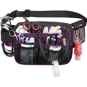 SITHON Nurse Fanny Pack with Tape Holder, Multi Compartment Medical Gear Pocket Nursing Organizer Belt Bag, Apron Hip Bag Utility Waist Pack for Stethoscopes Bandage Scissors Medical Supplies (Black) in Kuwait