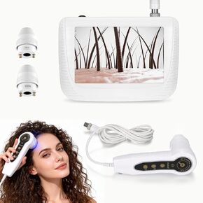 محلل شعر الجلد، ماسح ضوئي رقمي قابل لإعادة الشحن بشاشة LCD مقاس 5 بوصات لكشف فروة الرأس، كاشف احترافي لرطوبة زيت بصيلات الشعر للاستخدام في الصالونات المنزلية in Kuwait