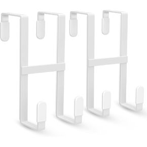 FYY 2 Packs Over The Door Hooks, Double Sided Door Hanger Hook - Heavy Duty No Drill Wall Hooks for Hanging Coats, Towels, Bags, Kitchen Closet Fits Most Doors Up to 1-7/8" Thickness (5.12" L, White) in Saudi Arabia