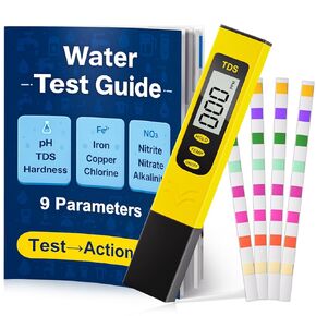 Water Test Kit - TDS Meter, 20 Test Strips (8 in 1), User Action Guide & 2 Record Sheets. Digital Water Tester for Home, Tap & Well Drinking Water. in Saudi Arabia