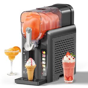 Slushie Machine, No Ice Needed Slushy Maker for Home, Real-Time Temp Display, Frozen Drink Maker with 6 Preset Programs for Ice Cream, Frappés, Milk Shake and More, Black, 1 Pack+3Modes in Kuwait