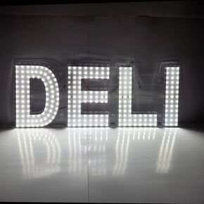 EPL DELI White, LED 2G Blinking Sign, Eye-catching Sign, Super Bright, 10"x28", Remote Control & Grocery Storefront Window Display - Business in Kuwait