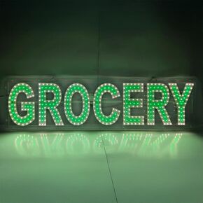 EPL GROCERY GREEN, LED 2G Blinking Sign, Eye-catching Sign, Super Bright, 8"x32", Remote Control, Fresh Market Business Storefront Deco in Kuwait
