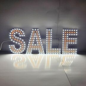 EPL SALE أصفر، علامة وامضة LED 2G، لافتة لافتة للنظر، فائقة السطوع، 8 بوصة × 22 بوصة، جهاز التحكم عن بعد وديكور نافذة متجر البيع بالتجزئة in Kuwait